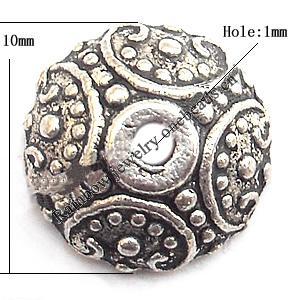 Bead cap Zinc alloy Jewelry Finding Lead-Free 10mm hole=1mm Sold per pkg of 1000