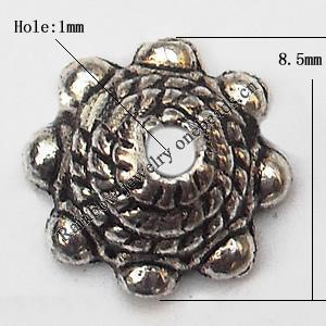 Bead cap Zinc alloy Jewelry Finding Lead-Free 8.5mm hole=1mm Sold per pkg of 2000