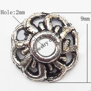 Bead cap Zinc alloy Jewelry Finding Lead-Free 9mm hole=2mm Sold per pkg of 1500