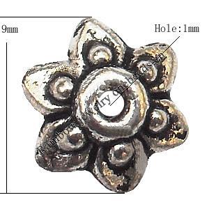 Bead cap Zinc alloy Jewelry Finding Lead-Free 9mm hole=1mm Sold per pkg of 2000