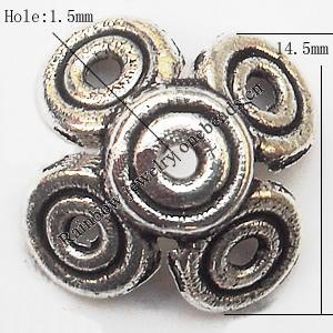 Bead cap Zinc alloy Jewelry Finding Lead-Free 14.5mm hole=1.5mm Sold per pkg of 500