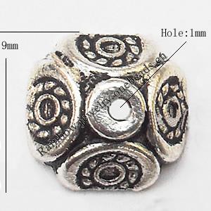 Bead cap Zinc alloy Jewelry Finding Lead-Free 9mm hole=1mm Sold per pkg of 1000