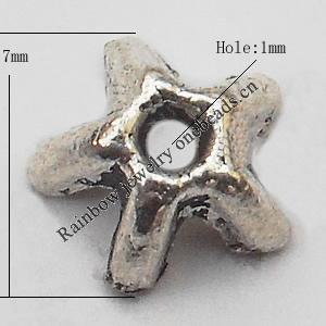 Bead cap Zinc alloy Jewelry Finding Lead-Free 7mm hole=1mm Sold per pkg of 2500