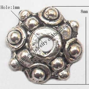 Bead cap Zinc alloy Jewelry Finding Lead-Free 8mm hole=1mm Sold per pkg of 2500