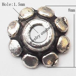 Bead cap Zinc alloy Jewelry Finding Lead-Free 8mm hole=1.5mm Sold per pkg of 2000