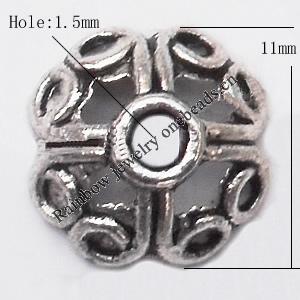 Bead cap Zinc alloy Jewelry Finding Lead-Free 11mm hole=1.5mm Sold per pkg of 1000