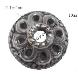 Bead cap Zinc alloy Jewelry Finding Lead-Free 10mm hole=1mm Sold per pkg of 1000