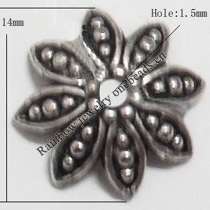 Bead cap Zinc alloy Jewelry Finding Lead-Free 14mm hole=1.5mm Sold per pkg of 600