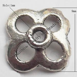 Bead cap Zinc alloy Jewelry Finding Lead-Free 9mm hole=1mm Sold per pkg of 2000