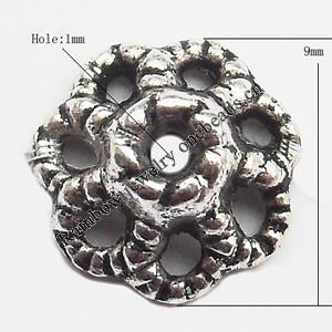 Bead cap Zinc alloy Jewelry Finding Lead-Free 9mm hole=1mm Sold per pkg of 1500