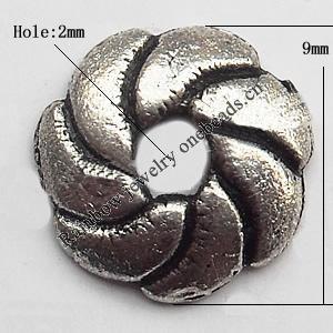 Bead cap Zinc alloy Jewelry Finding Lead-Free 9mm hole=2mm Sold per pkg of 2000