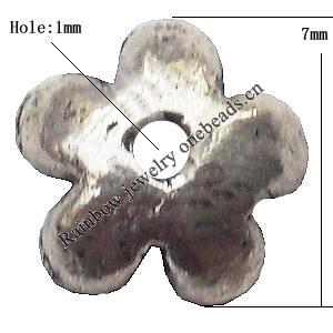 Bead cap Zinc alloy Jewelry Finding Lead-Free 7mm hole=1mm Sold per pkg of 3000