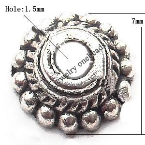 Bead cap Zinc alloy Jewelry Finding Lead-Free 7x5mm hole=1.5mm Sold per pkg of 2000