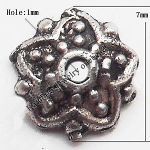 Bead cap Zinc alloy Jewelry Finding Lead-Free 7mm hole=1mm Sold per pkg of 3000