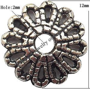 Bead cap Zinc alloy Jewelry Finding Lead-Free 12mm hole=2mm Sold per pkg of 1000