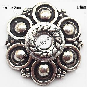Bead cap Zinc alloy Jewelry Finding Lead-Free 14mm hole=2mm Sold per pkg of 800