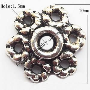 Bead cap Zinc alloy Jewelry Finding Lead-Free 10mm hole=1.5mm Sold per pkg of 1500