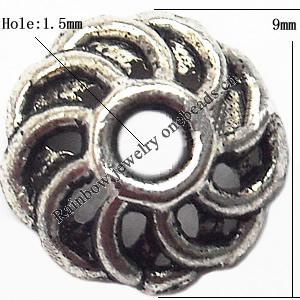 Bead Cap Zinc alloy Jewelry Finding Lead-Free 9mm hole=1.5mm Sold per pkg of 1500