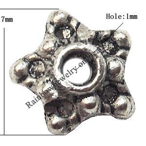 Bead Cap Zinc alloy Jewelry Finding Lead-Free 7mm hole=1mm Sold per pkg of 3000