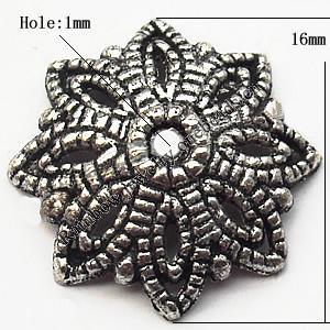 Bead Cap Zinc alloy Jewelry Finding Lead-Free 16mm hole=1mm Sold per pkg of 600