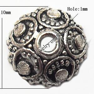 Bead Cap Zinc alloy Jewelry Finding Lead-Free 10mm hole=1mm Sold per pkg of 1000
