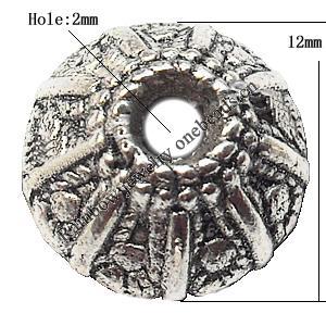Bead Cap Zinc alloy Jewelry Finding Lead-Free 12x6mm hole=2mm Sold per pkg of 500