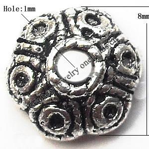 Bead Cap Zinc alloy Jewelry Finding Lead-Free 8mm hole=1mm Sold per pkg of 1500