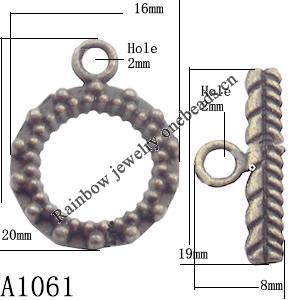 Clasp Zinc alloy Jewelry Finding, Lead-Free Ring 16x20mm Stick 8x19mm, Sold by KG