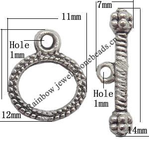 Clasp Zinc alloy Jewelry Finding, Lead-Free Ring 11x12mm Stick 7x14mm, Sold by KG