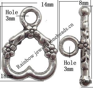 Clasp Zinc alloy Jewelry Finding, Lead-Free Ring 14x18mm Stick 20x8mm, Sold by KG