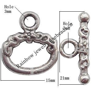 Clasp Zinc alloy Jewelry Finding, Lead-Free Ring 15x18mm Stick 7x21mm, Sold by KG