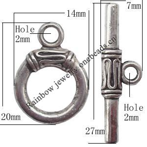 Clasp Zinc alloy Jewelry Finding, Lead-Free Ring 20x14mm Stick 27x7mm, Sold by KG