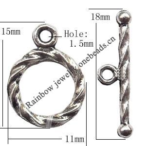 Clasp Zinc alloy Jewelry Finding, Lead-Free Ring 11x15mm Stick 4x18mm, Sold by KG