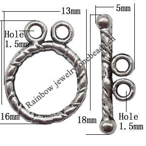 Clasp Zinc alloy Jewelry Finding, Lead-Free Ring 16x13mm Stick 18x5mm, Sold by KG