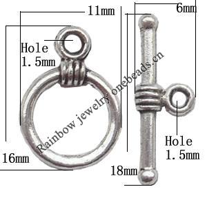 Clasp Zinc alloy Jewelry Finding, Lead-Free Ring 11x16mm Stick 6x18mm, Sold by KG