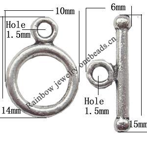 Clasp Zinc alloy Jewelry Finding, Lead-Free Ring 10x14mm Stick 15x6mm, Sold by KG