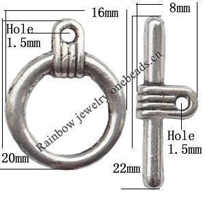 Clasp Zinc alloy Jewelry Finding, Lead-Free Ring 16x20mm Stick 22x8mm, Sold by KG