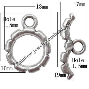Clasp Zinc alloy Jewelry Finding, Lead-Free Ring 16x13mm Stick 7x19mm, Sold by KG