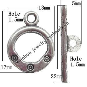 Clasp Zinc alloy Jewelry Finding, Lead-Free Ring 17x13mm Stick 22x5mm, Sold per pkg of 800