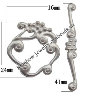 Clasp Zinc alloy Jewelry Finding, Lead-Free Ring 24x16mm Stick 41x5mm, Sold per pkg of 200