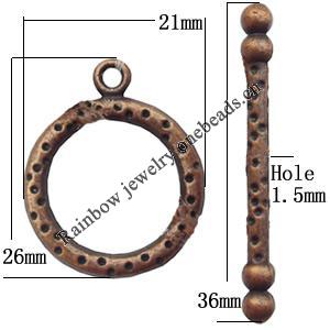 Clasp Zinc alloy Jewelry Finding, Lead-Free Ring 21x26mm Stick 36x7mm, Sold per pkg of 200