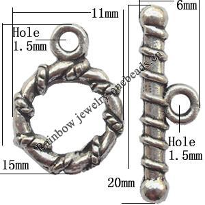 Clasp Zinc alloy Jewelry Finding, Lead-Free Ring 11x15mm Stick 20x6mm, Sold per pkg of 700