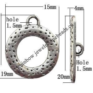 Clasp Zinc alloy Jewelry Finding, Lead-Free Ring 15x19mm Stick 20x4mm, Sold per pkg of 800