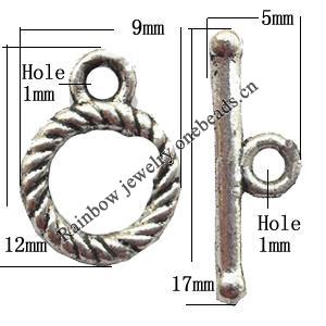 Clasp Zinc alloy Jewelry Finding, Lead-Free Ring 9x12mm Stick 5x17mm, Sold per pkg of 1500