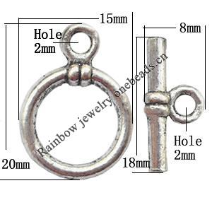 Clasp Zinc alloy Jewelry Finding, Lead-Free Ring 15x20mm Stick 18x8mm, Sold per pkg of 600