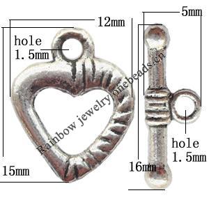 Clasp Zinc alloy Jewelry Finding, Lead-Free Ring 12x15mm Stick 5x16mm, Sold per pkg of 1000