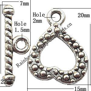 Clasp Zinc alloy Jewelry Finding, Lead-Free Ring 20x15mm Stick 22x7mm, Sold per pkg of 500