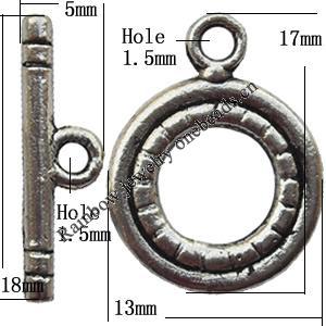 Clasp Zinc alloy Jewelry Finding, Lead-Free Ring 17x13mm Stick 18x5mm, Sold per pkg of 800