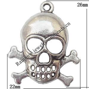 Pendant Lead-Free Zinc Alloy Jewelry Findings, Skeleton 22x26mm hole=1.5mm Sold per pkg of 300