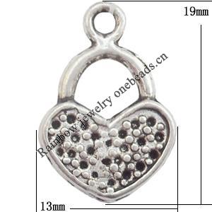 Pendant Lead-Free Zinc Alloy Jewelry Findings, Bag 19x13mm hole=1mm Sold per pkg of 500